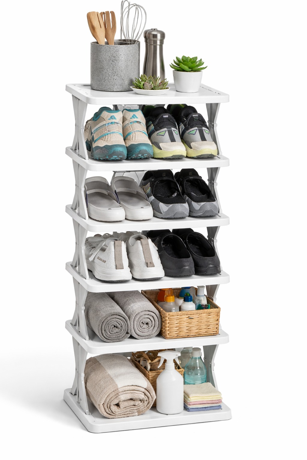 Multi-tier shoe stand for home organization